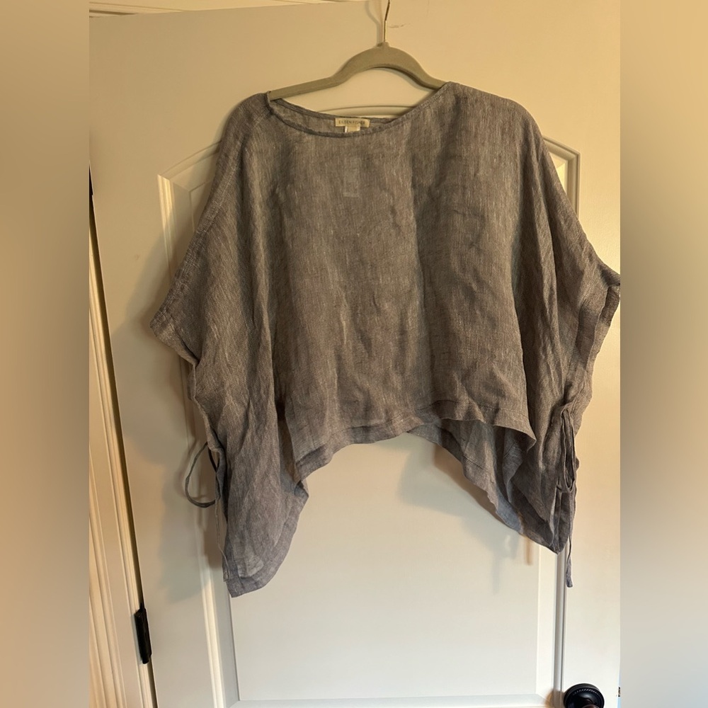 Eileen Fisher Linen Gauze Poncho Top Size L/XL